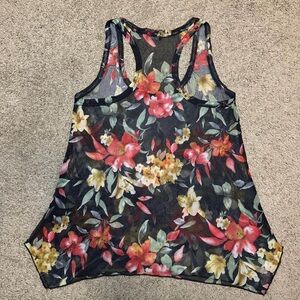 Sheer floral flowy tank top